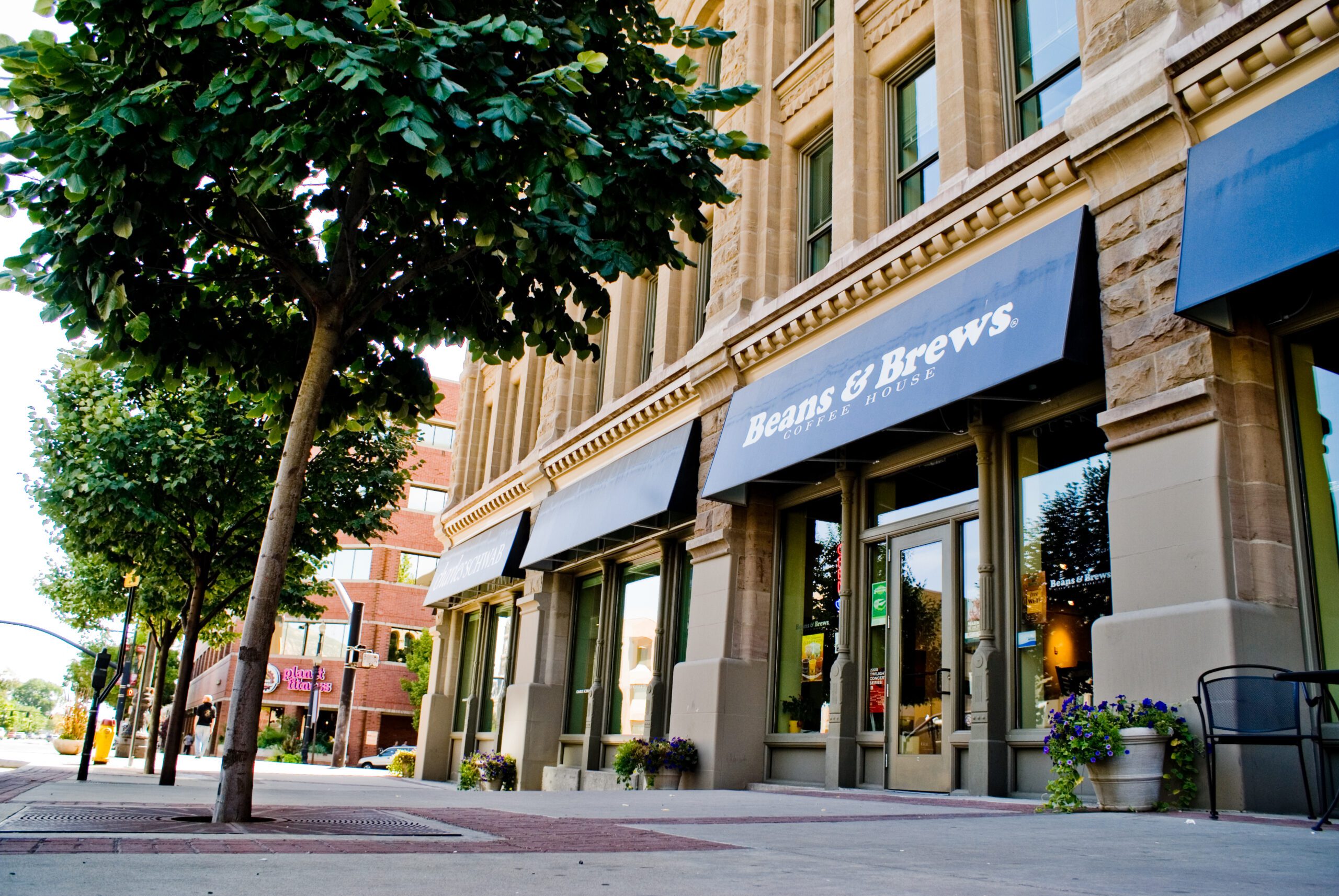 Outside view of a Beans and Brews coffee house