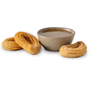 3 pack of churros with caramel sauce